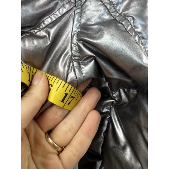 S13 Kylie Metallic Duck Down Feather Detachable Hooded Puffer Jacket Kids Sz 10 - Picture 14 of 15